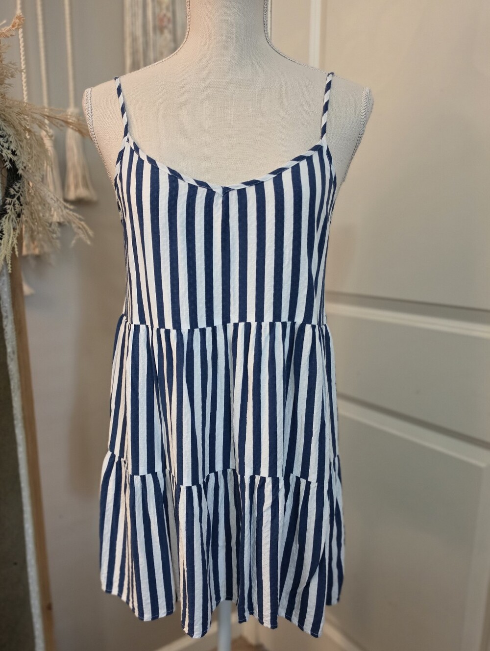 Show Me Your MuMu Navy and White Striped Mini Dress Coastal Dainty